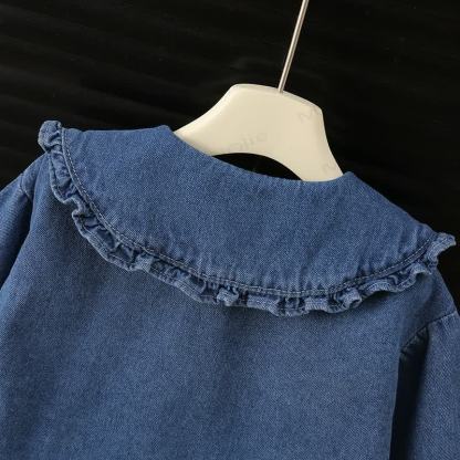Baby Toddler Ruffle Collar Cat Pocket Denim Jacket - image 6
