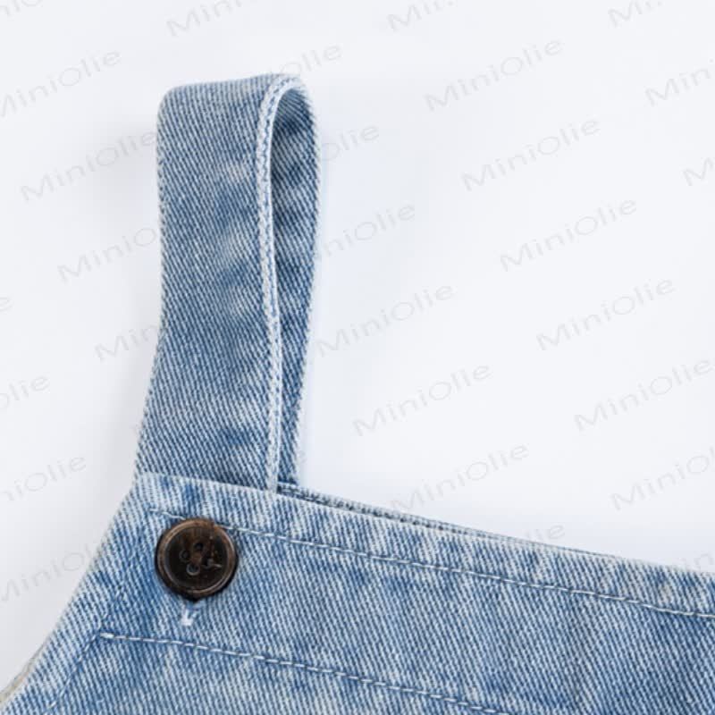 Baby Heart Pocket Denim Pinafore Dress or Beige Top - image 4