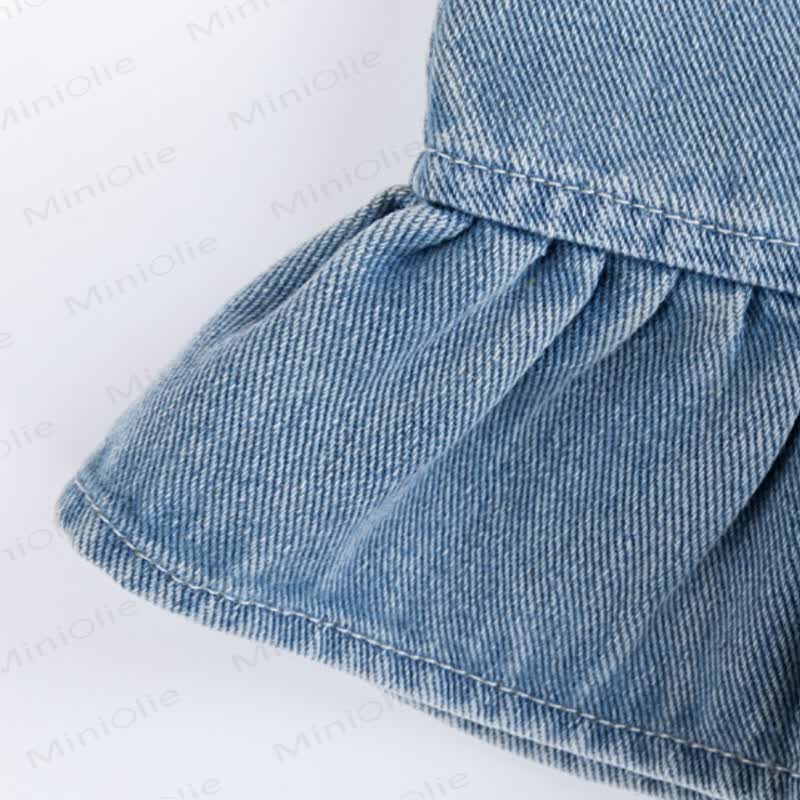 Baby Heart Pocket Denim Pinafore Dress or Beige Top - image 6