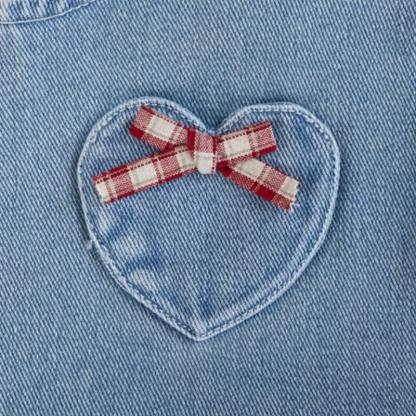 Baby Heart Pocket Denim Pinafore Dress or Beige Top - image 5