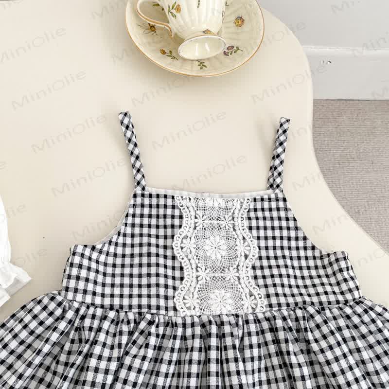Baby Girl White Top and Gingham Pinafore Dress 2-piece Set - image 5
