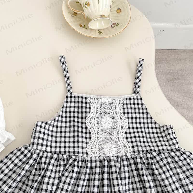 Baby Girl White Top and Gingham Pinafore Dress 2-piece Set - image 5