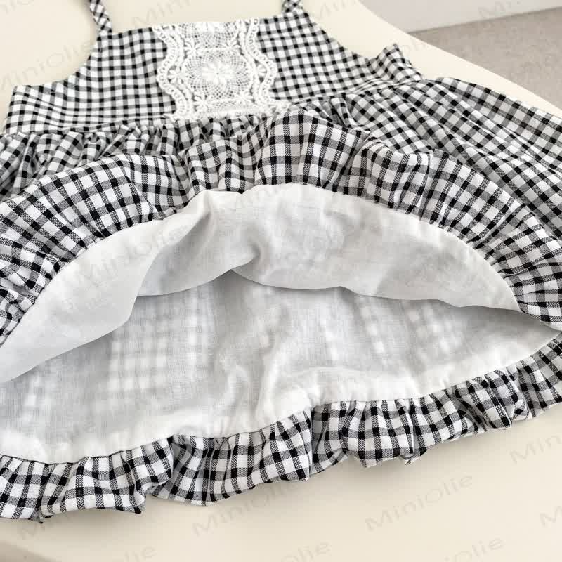 Baby Girl White Top and Gingham Pinafore Dress 2-piece Set - image 6