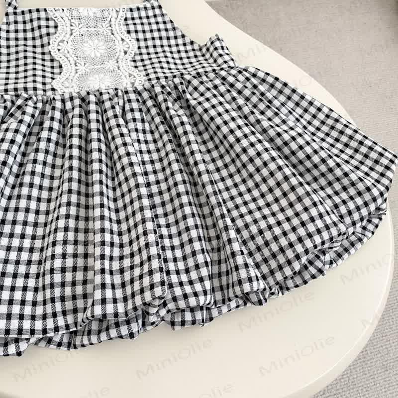 Baby Girl White Top and Gingham Pinafore Dress 2-piece Set - image 7