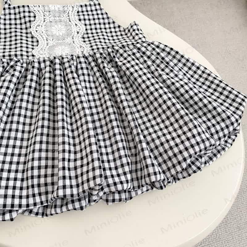 Baby Girl White Top and Gingham Pinafore Dress 2-piece Set - image 7