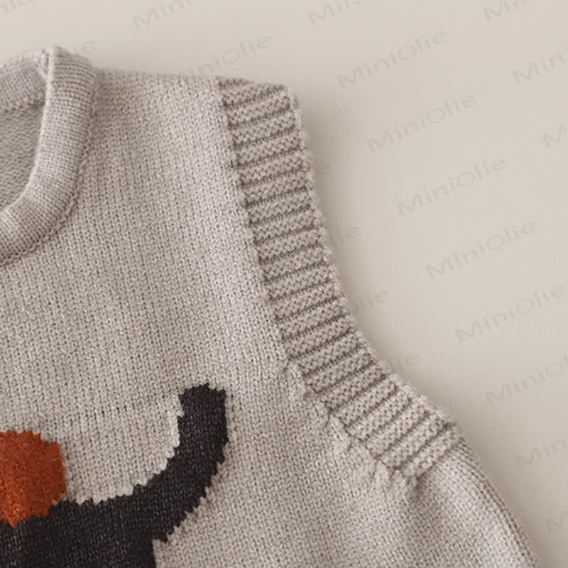 Toddler Cat Apple Knit Vest Casual 3-piece Set - image 6