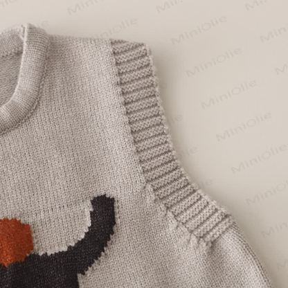 Toddler Cat Apple Knit Vest Casual 3-piece Set - image 6