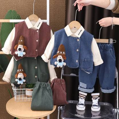 Toddler Vintage Utility Shirt Vest and Pants 3-piece Set - image 1