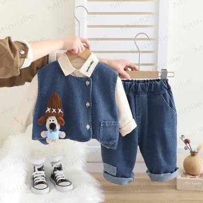 Toddler Vintage Utility Shirt Vest and Pants 3-piece Set - Blue - 4-5T - image 2
