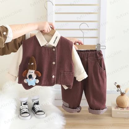 Toddler Vintage Utility Shirt Vest and Pants 3-piece Set - Brown - 4-5T - image 3