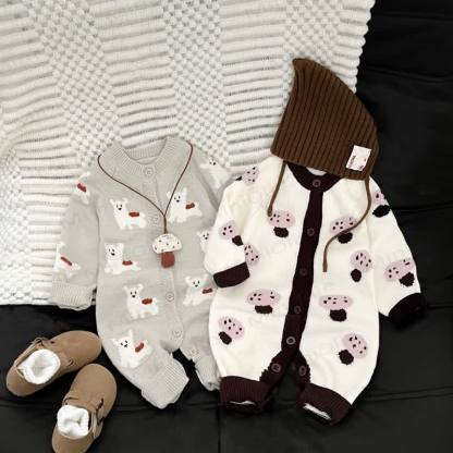 Baby Grey Animal Jacquard Romper - image 2