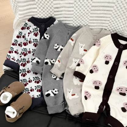 Baby Grey Animal Jacquard Romper - image 3