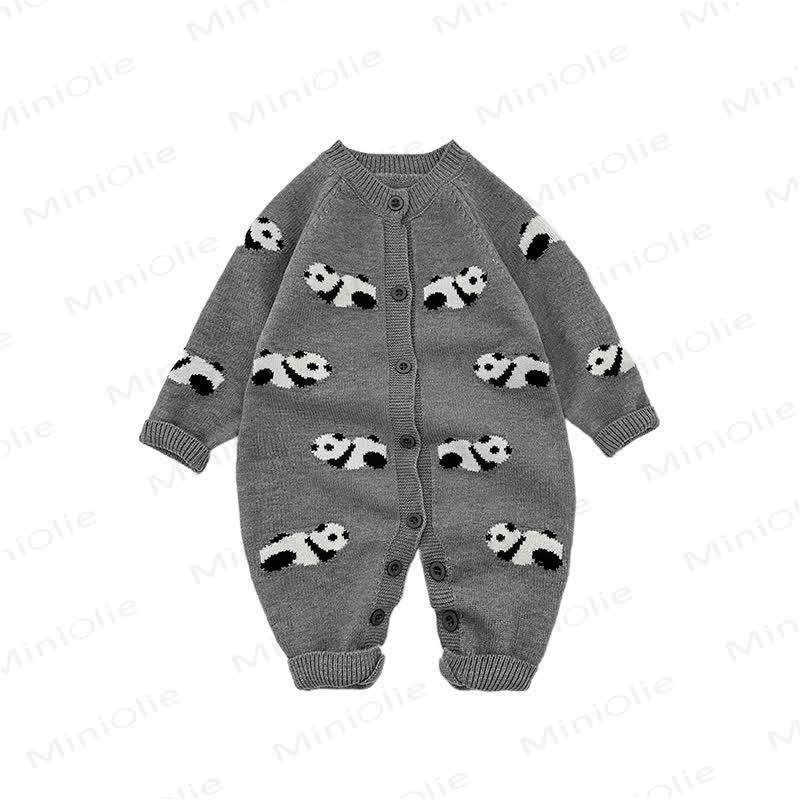Baby Grey Animal Jacquard Romper - image 9