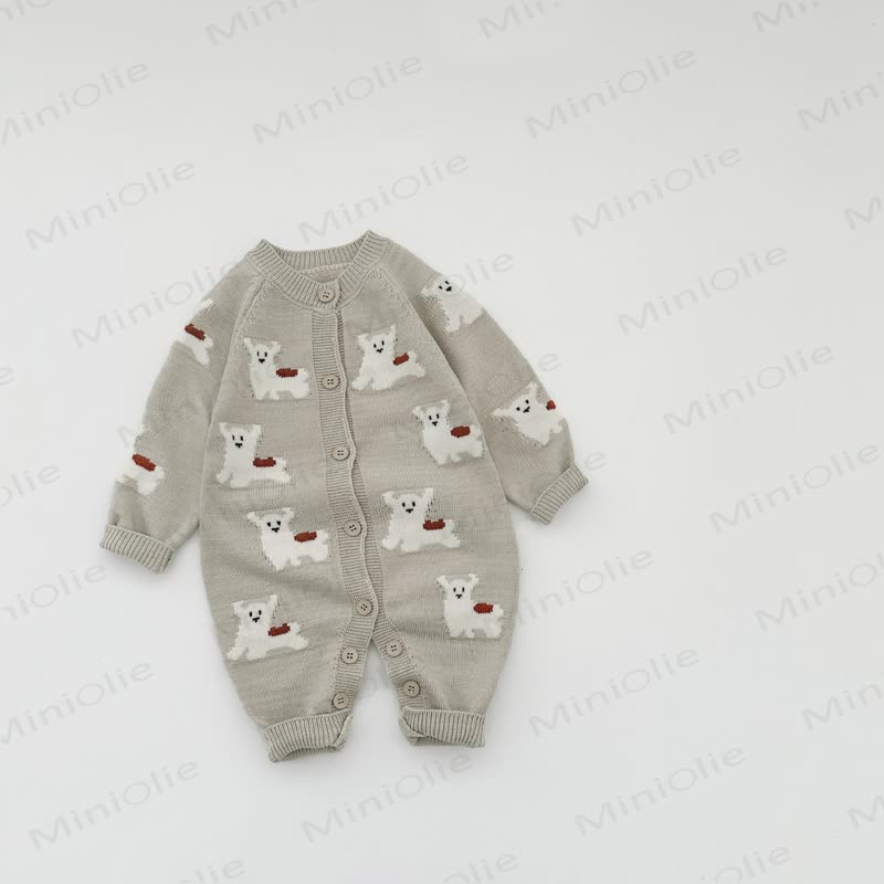 Baby Grey Animal Jacquard Romper - Sheep - 2-3T - image 6