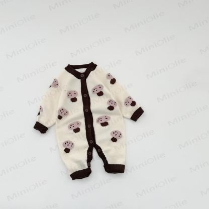 Baby Grey Animal Jacquard Romper - Mushroom - 2-3T - image 7