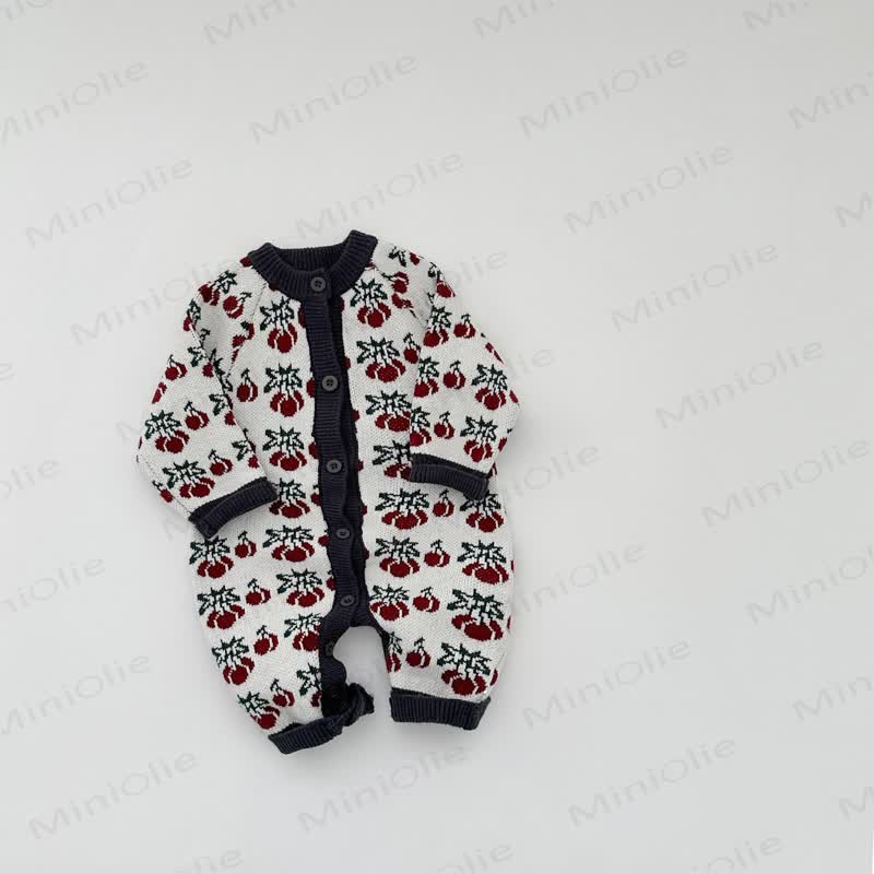 Baby Grey Animal Jacquard Romper - Cherry - 2-3T - image 8