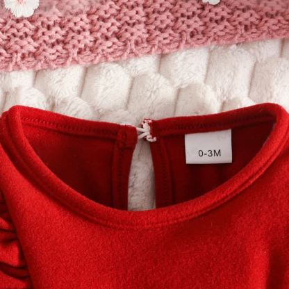 Baby Red Ruffle Bow Romper with Headband - image 3
