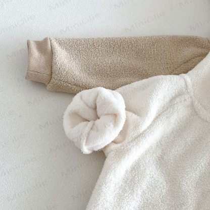 Baby Sherpa Bunny Ear Hooded Zip Front Romper - image 12