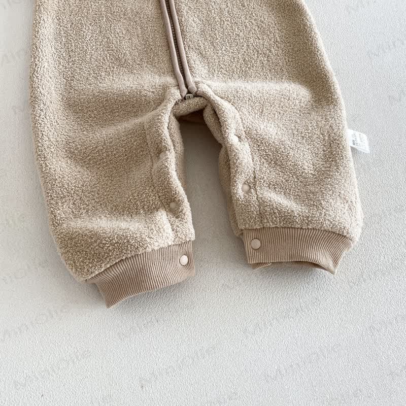 Baby Sherpa Bunny Ear Hooded Zip Front Romper - image 19