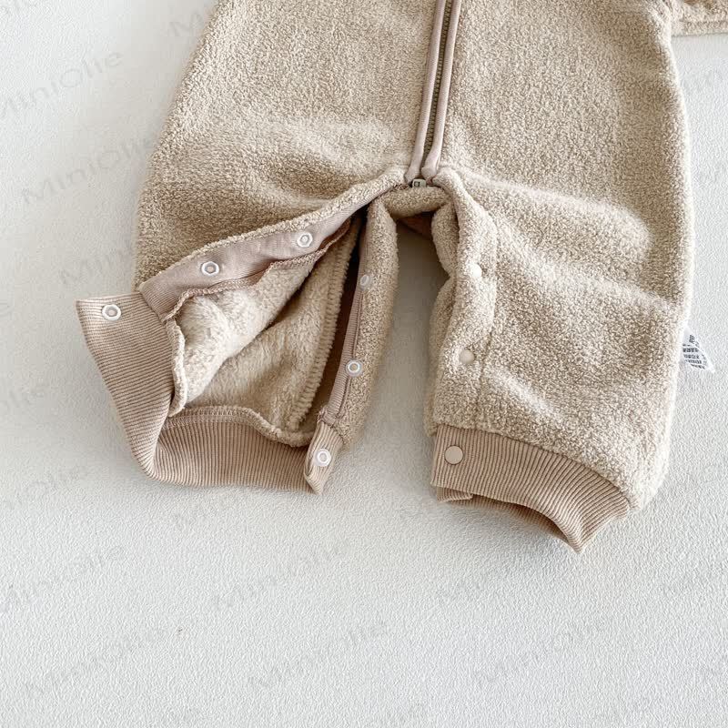 Baby Sherpa Bunny Ear Hooded Zip Front Romper - image 20