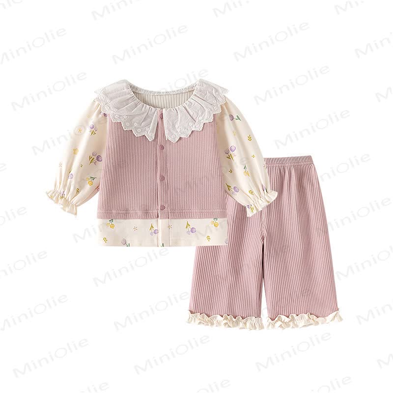 Baby Toddler Girl Pink Floral Top and Pants 2-piece Set - Pink - 4.5-5T - image 1