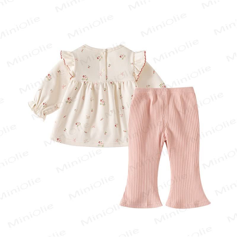 Baby Toddler Girl Pink Floral Top and Flared Pants 2-piece Set - image 2