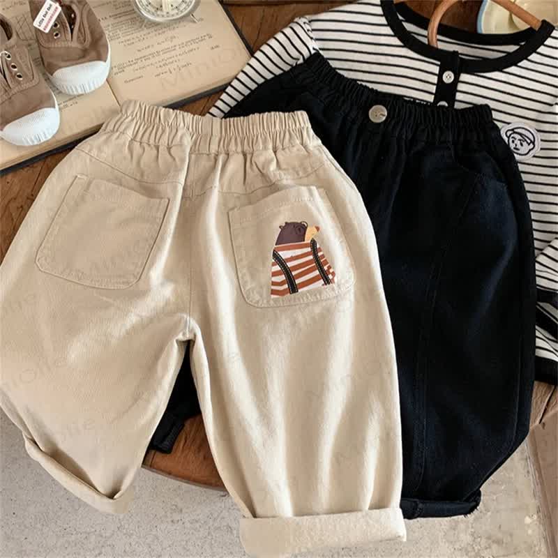 Toddler Boy Cartoon Animal Pocket Casual Pants - image 1
