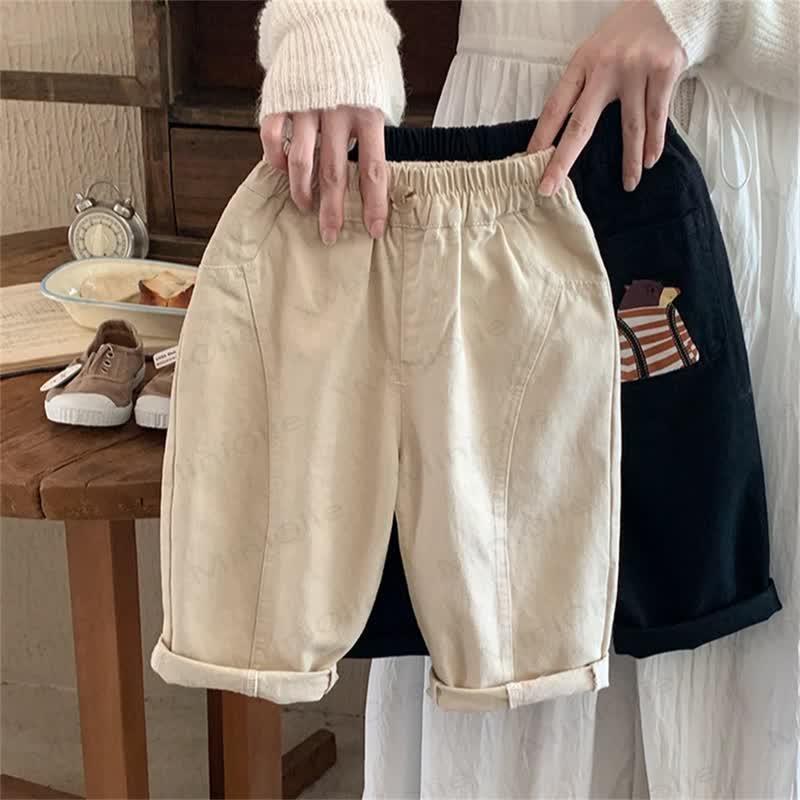 Toddler Boy Cartoon Animal Pocket Casual Pants - Beige - 5-6.5T - image 2