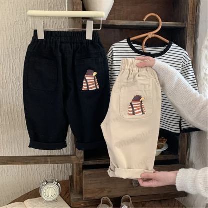 Toddler Boy Cartoon Animal Pocket Casual Pants - Black - 5-6.5T - image 3