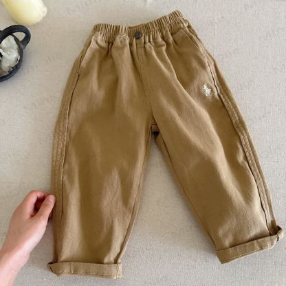 Toddler Boy Cartoon Animal Pocket Casual Pants - Khaki - 6.5-8T - image 4