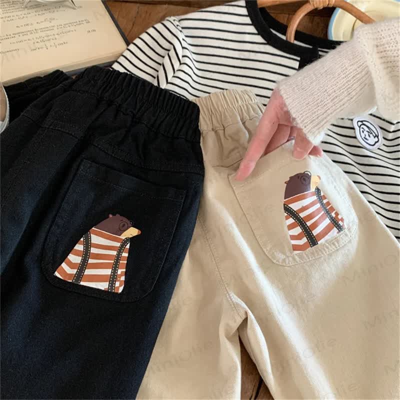 Toddler Boy Cartoon Animal Pocket Casual Pants - image 5