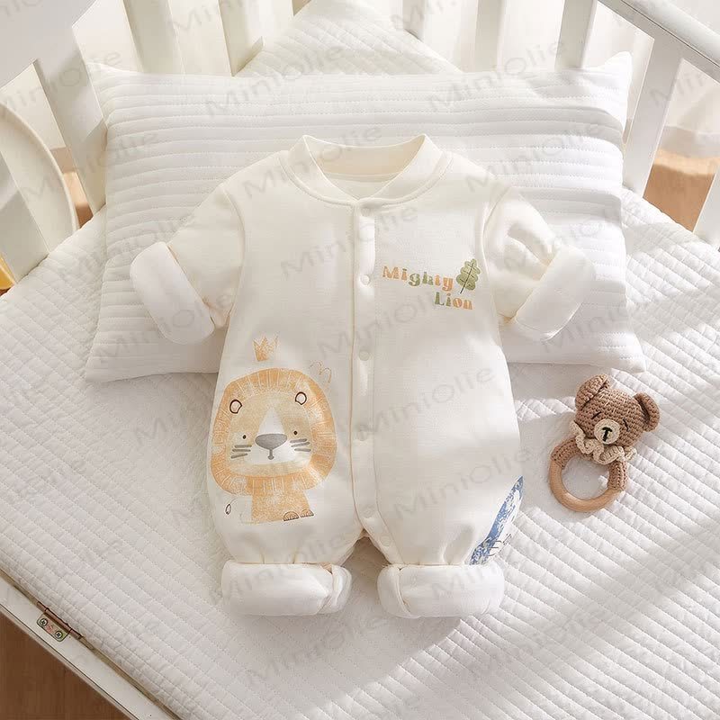 Baby Animal Print Padded Romper - Lion - 18-24M - image 3