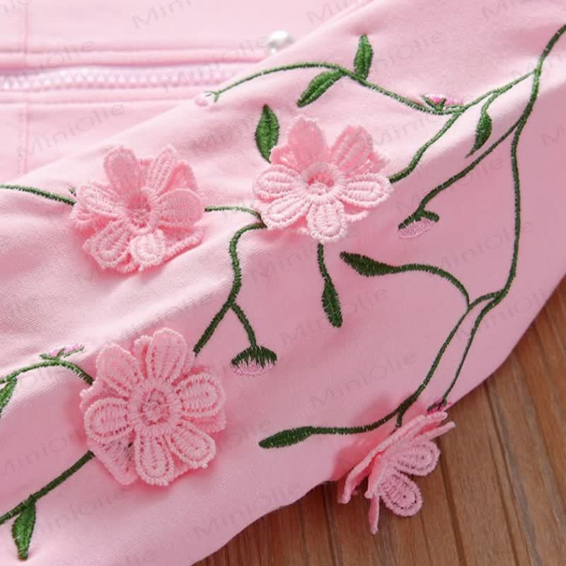 Toddler Girl Cozy Floral Embroidered Track 2-piece Set - image 6
