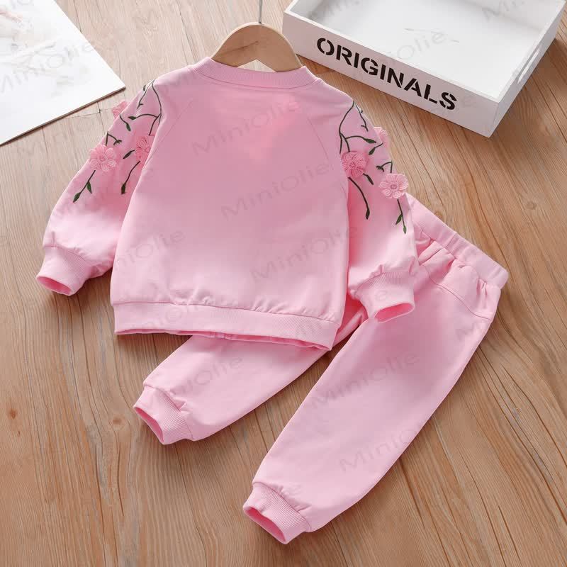 Toddler Girl Cozy Floral Embroidered Track 2-piece Set - image 4