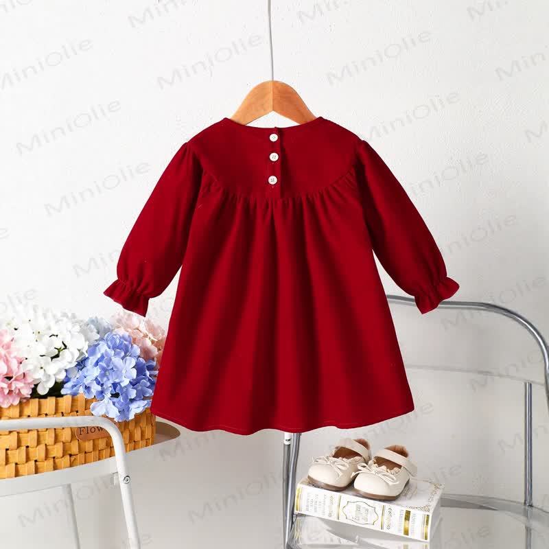 Baby Toddler Girl Red Bow Embroidery Dress - image 2