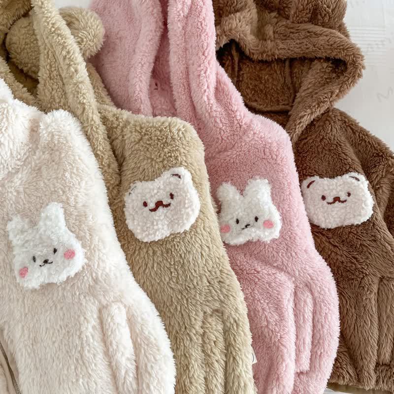 Baby Toddler Girl Bunny Ear Sherpa Zip Jacket - image 6