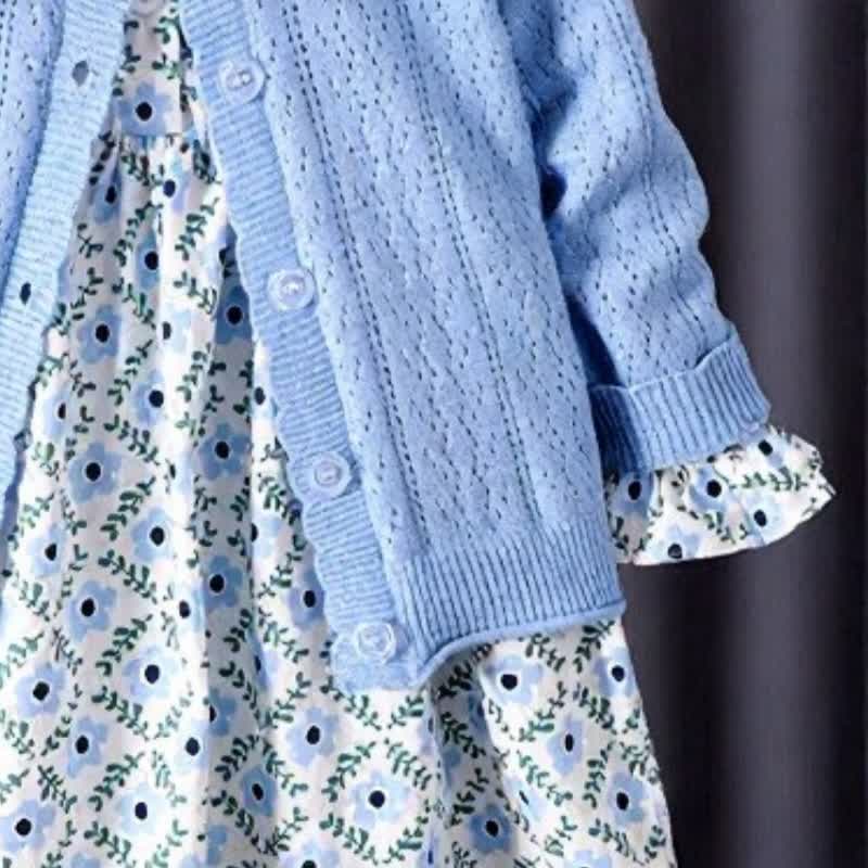 Toddler Girl Blue Floral Dress and Cardigan 2-piece Set - image 3