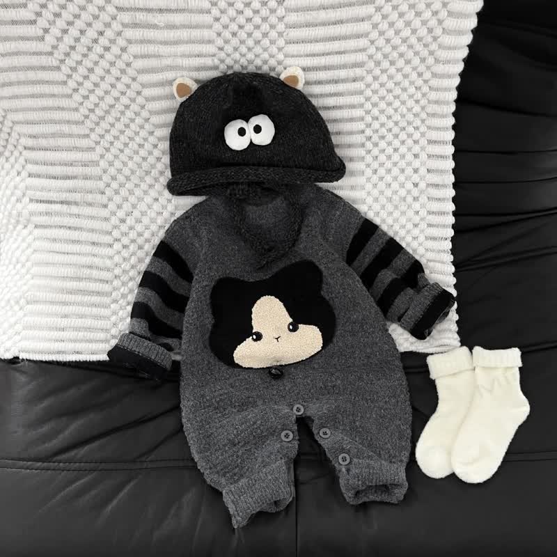Baby Striped Knit Bear Romper - image 3