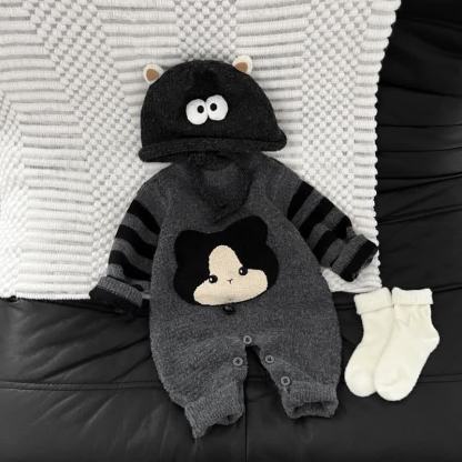 Baby Striped Knit Bear Romper - image 3