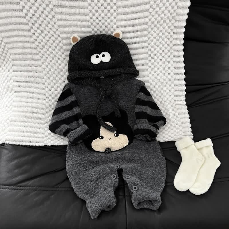 Baby Striped Knit Bear Romper - image 4