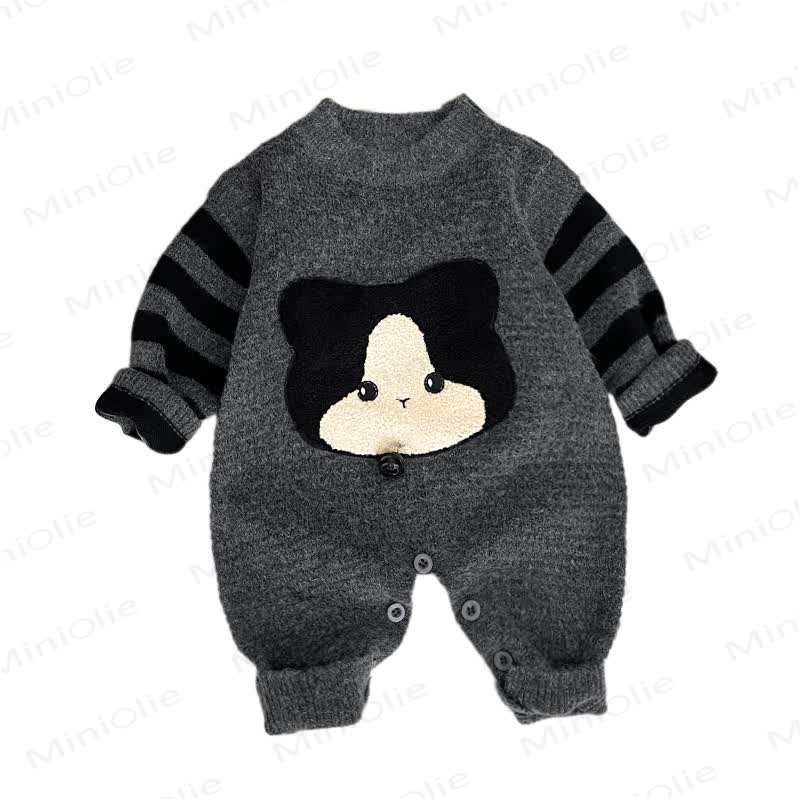 Baby Striped Knit Bear Romper - image 5