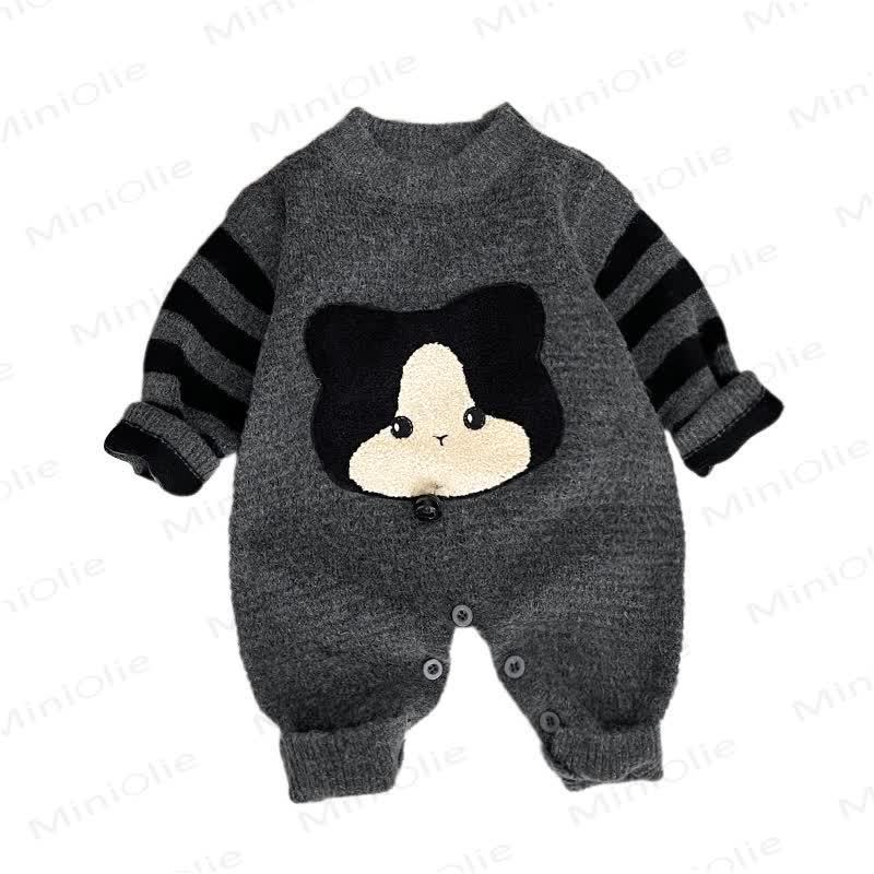 Baby Striped Knit Bear Romper - image 5