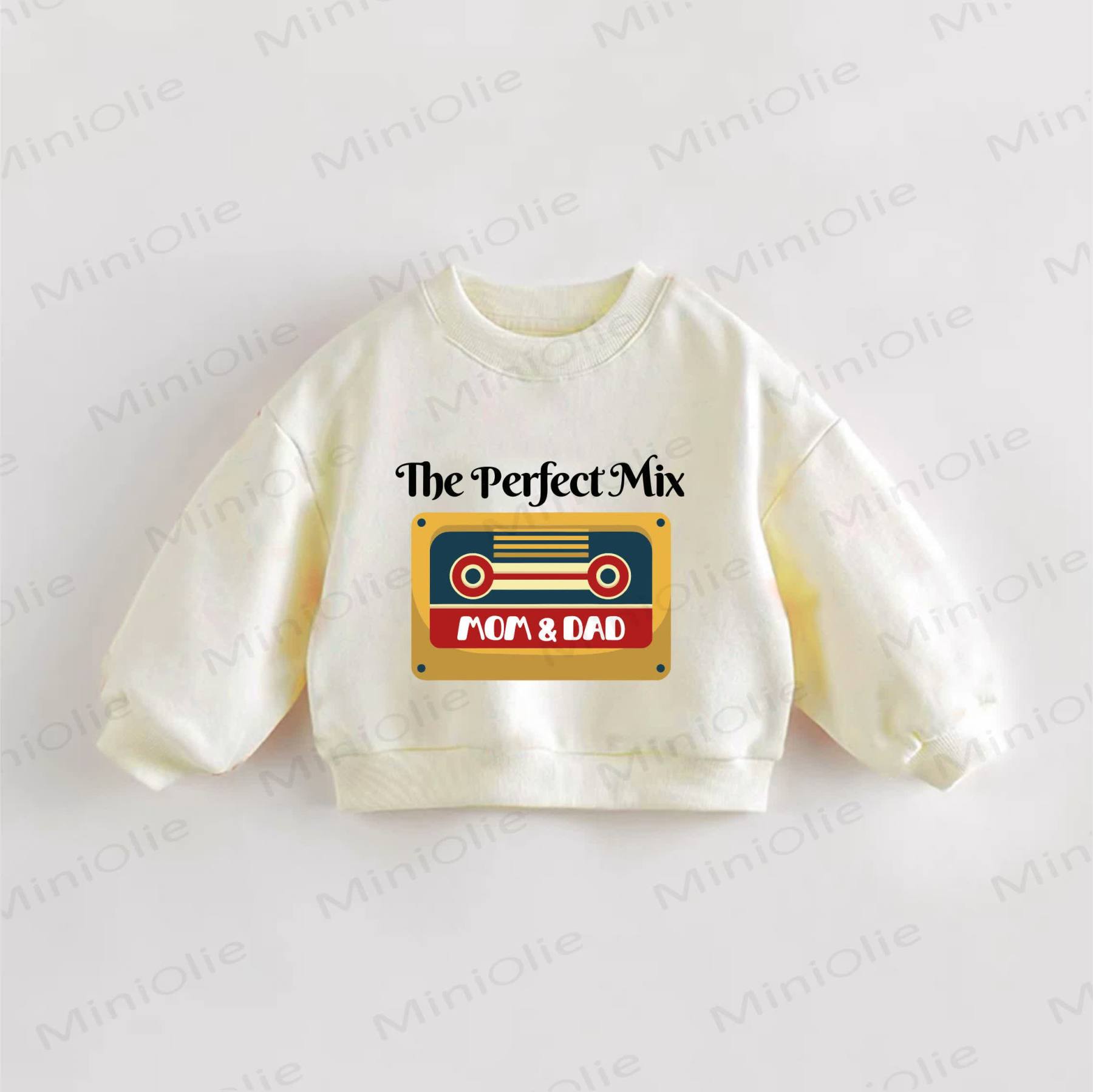 THE PERFECT MIX MOM & DAD Baby Toddler Sweatshirt - Cream - 3-5T - image 1