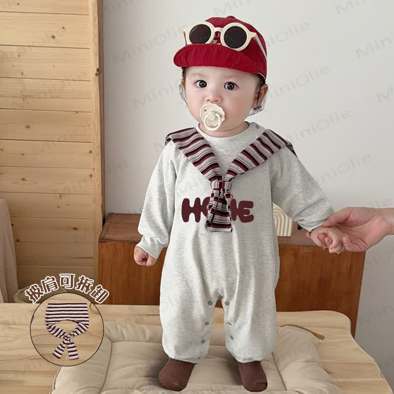 HOME Baby Detachable Scarf Romper - Gray - 2-3T - image 1