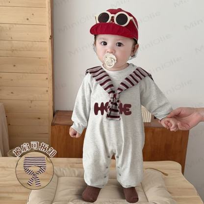HOME Baby Detachable Scarf Romper - Gray - 2-3T - image 1