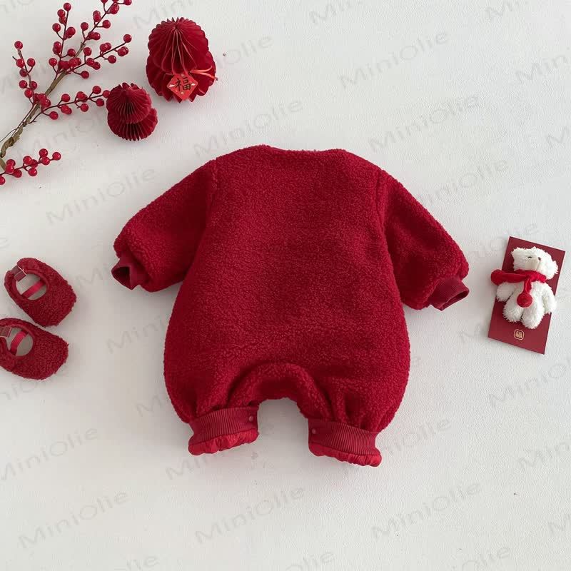 Baby Fleece Quilted Bear Romper - image 3