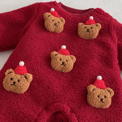 Baby Fleece Quilted Bear Romper - image 6