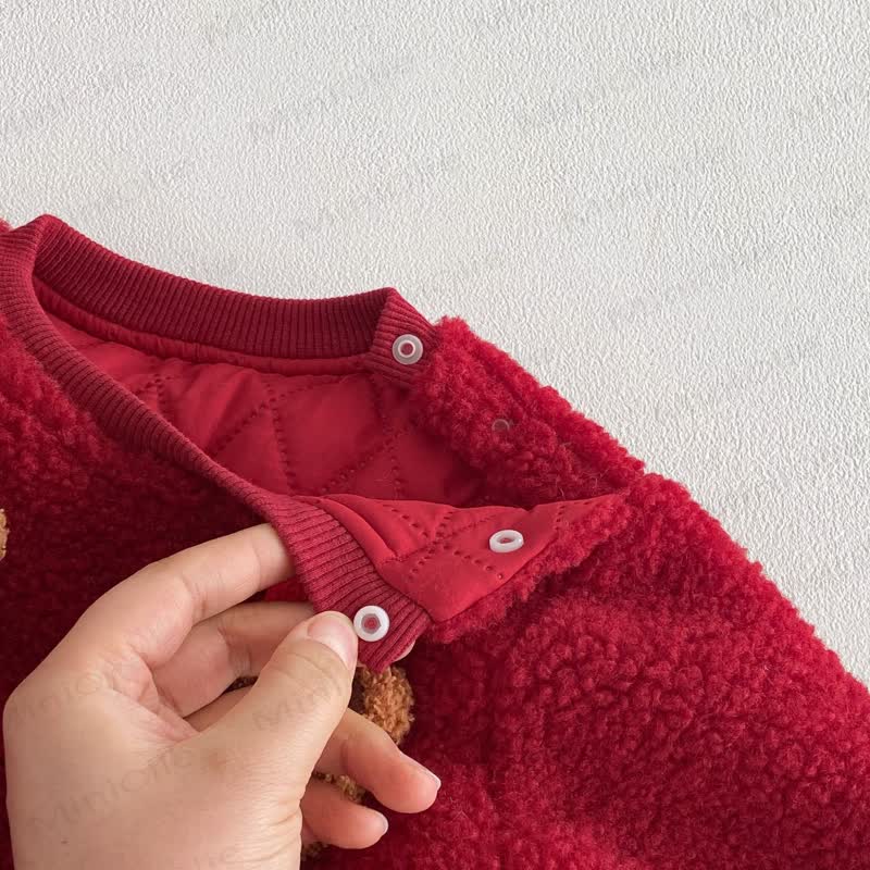 Baby Fleece Quilted Bear Romper - image 7
