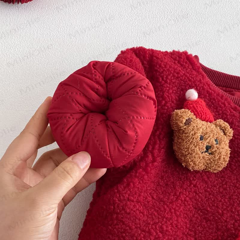 Baby Fleece Quilted Bear Romper - image 10