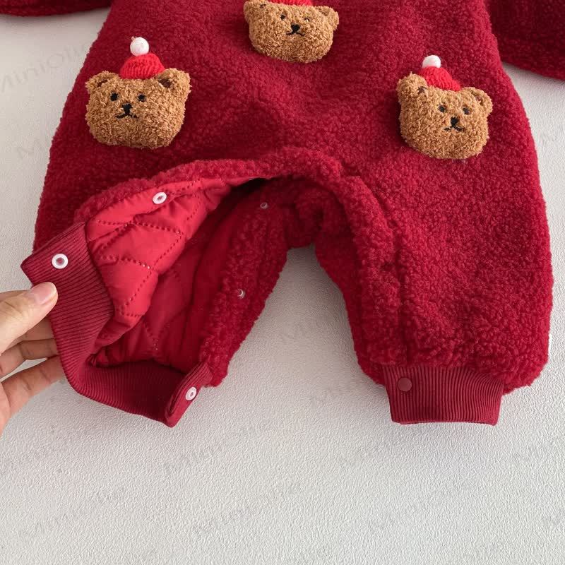 Baby Fleece Quilted Bear Romper - image 12